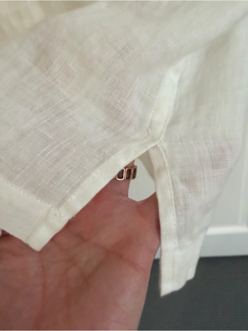 Wilfred linen Cropped White Button Front Shirt - Picture 8 of 10